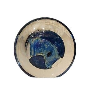 Vtg Robert Eickholt Handblown Art Glass SEASCAPE DISC PAPERWEIGHT 1997